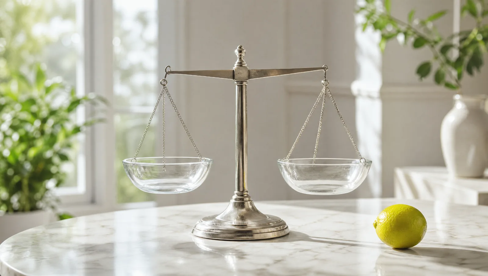 Balance de la justice posée sur une table