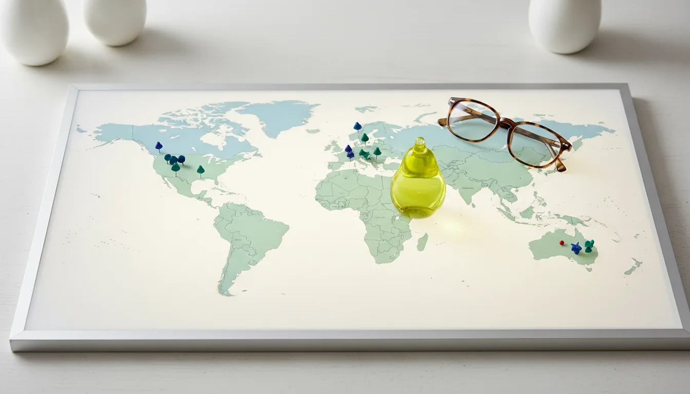 Carte du monde et lunettes sur un bureau