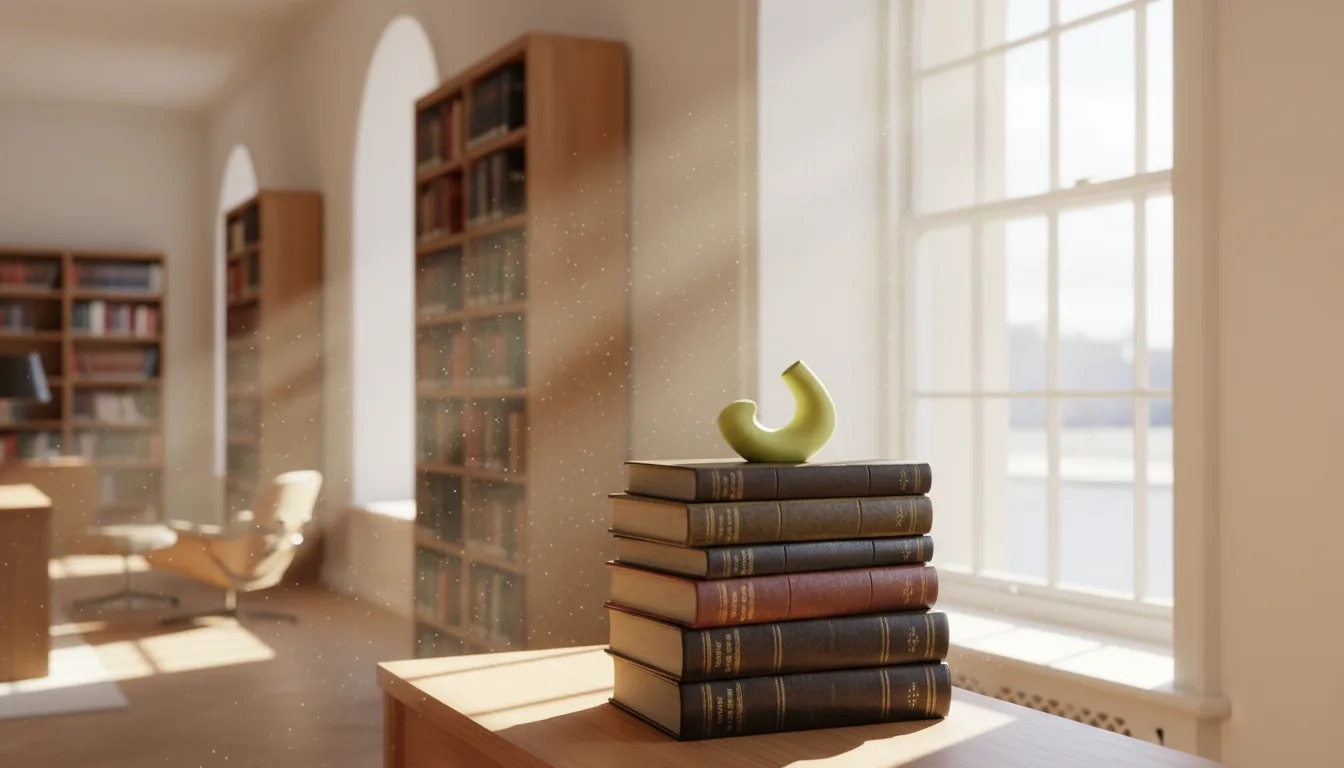 Livres empilés devant une bibliothèque