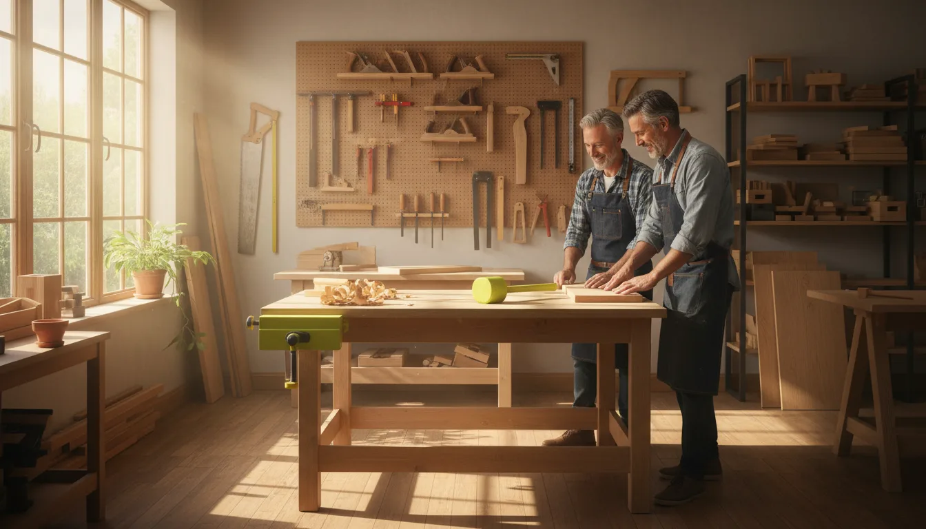 Atelier d'artisanat avec deux artisans au travail