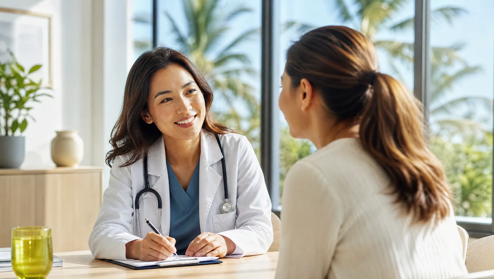 Médecin en consultation avec une patiente