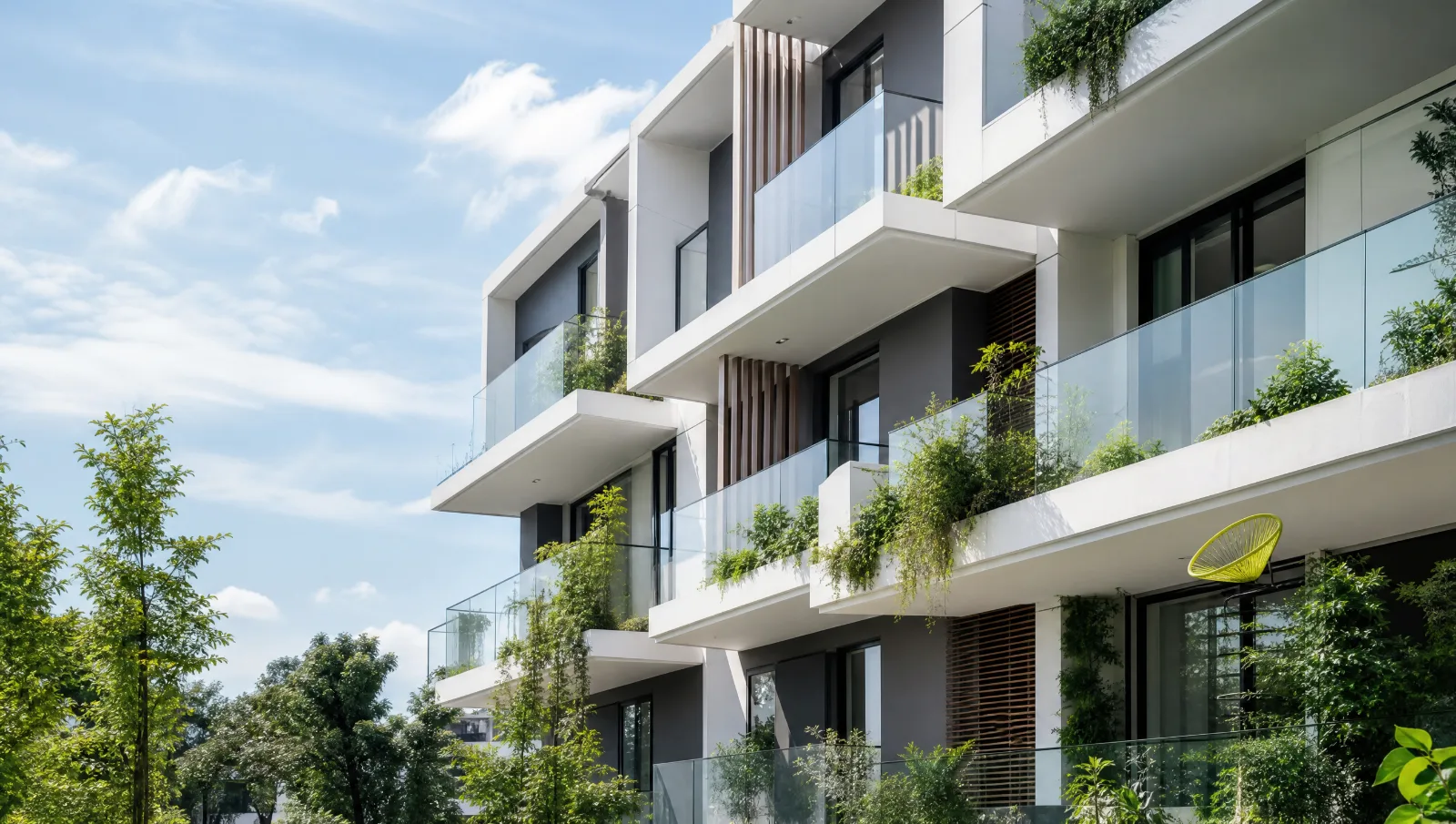 Immeuble résidentiel moderne aux balcons végétalisés