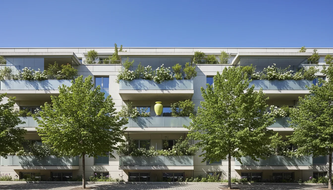 Immeuble résidentiel entouré d'arbres