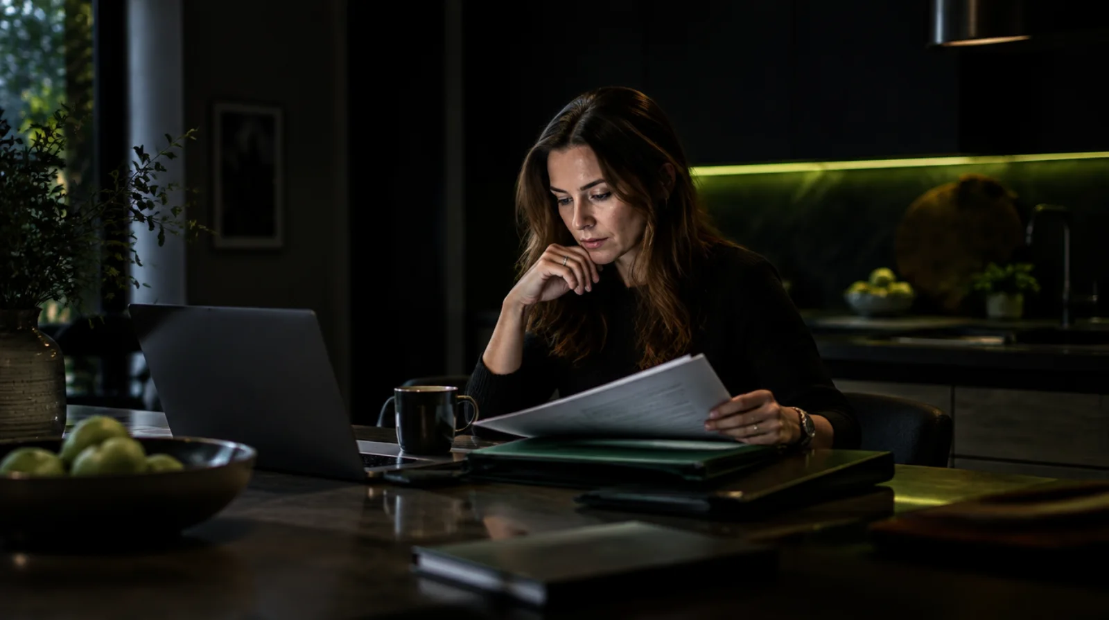 Une femme s'occupe de la gestion du patrimoine familial et de l'organisation de la maison.